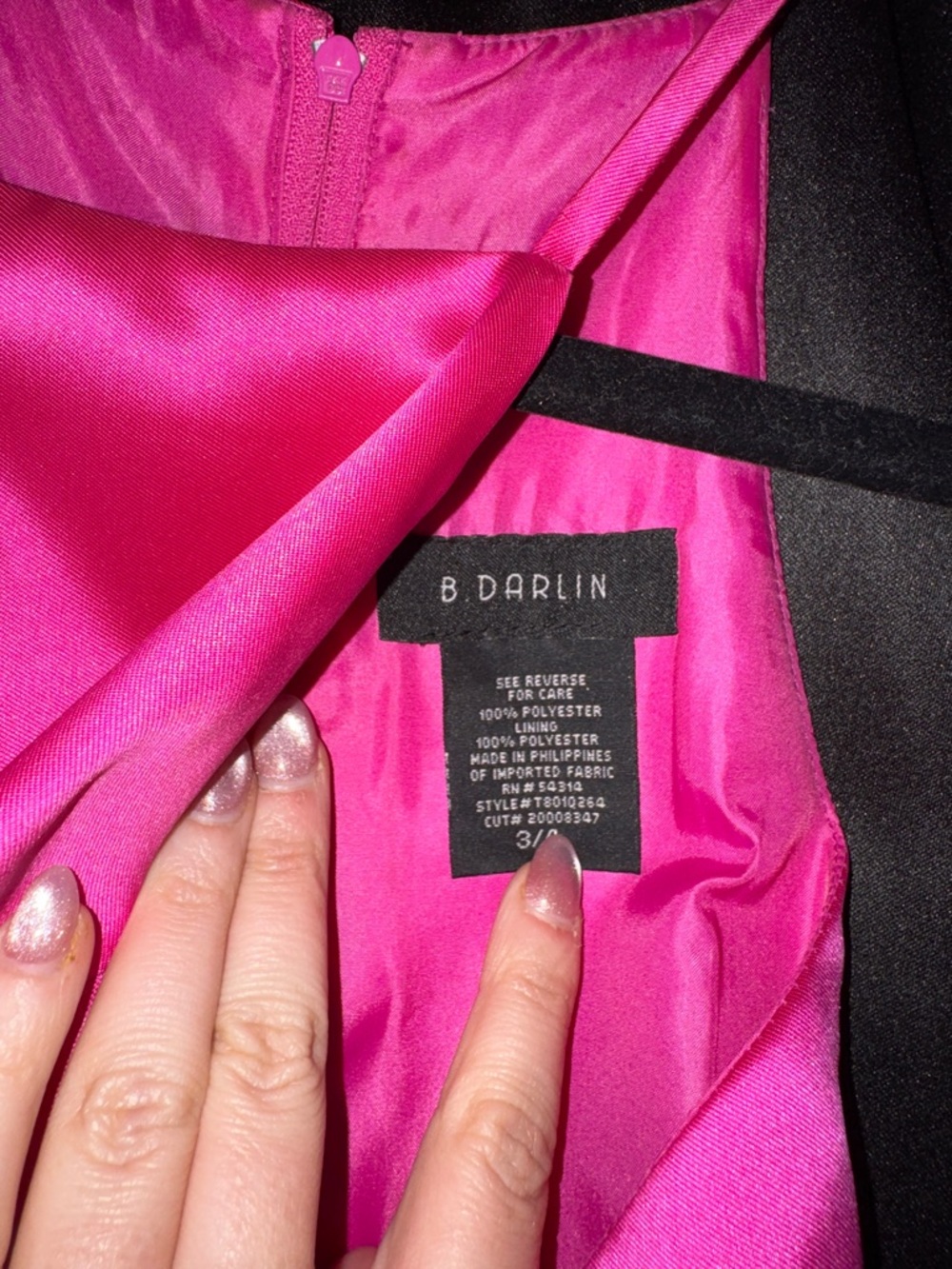 B Darlin Hot Pink Satin Fit-and-Flare Party Dress - Picture 2 of 5
